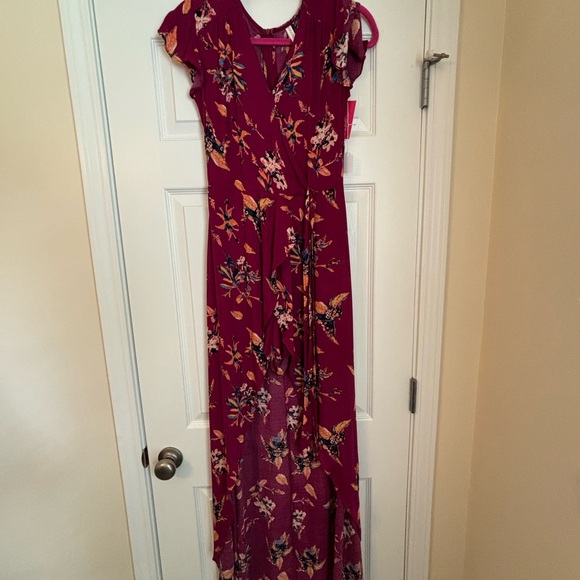 Xhilaration Burgundy Floral High Low Dress - Picture 1 of 4